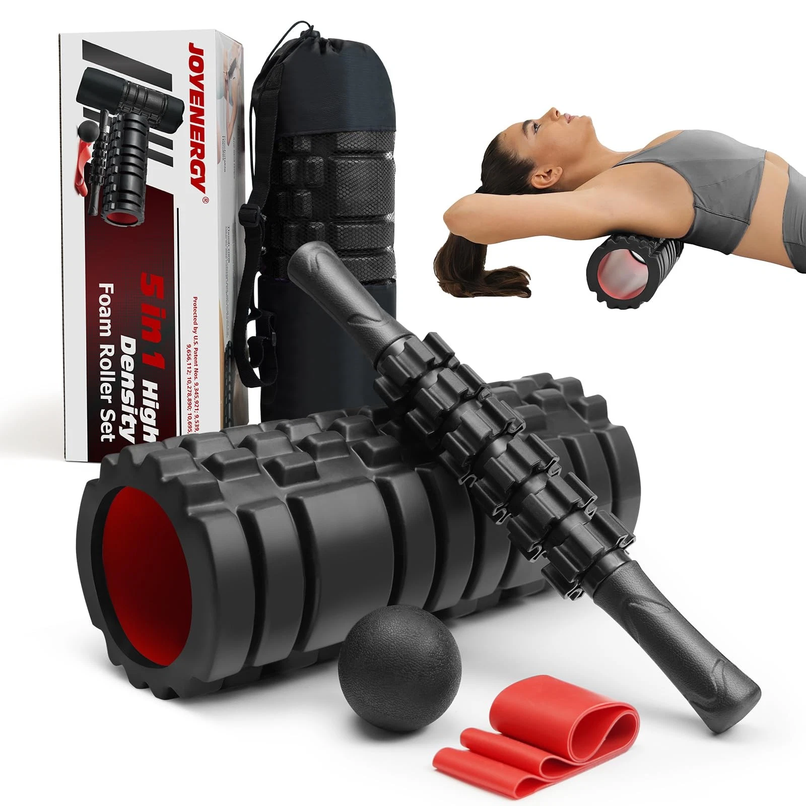 5 in 1 Foam Roller Set High Density Foam Roller Patented, Massage Stick, Mass...