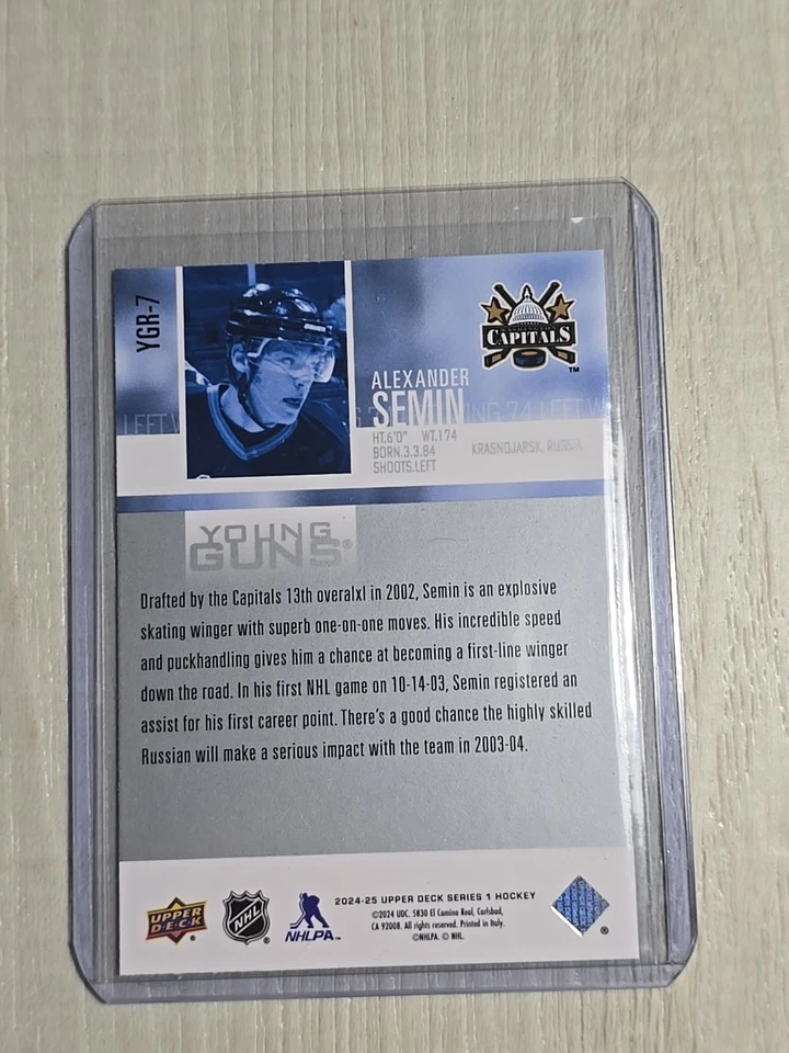 2024-25 Upper Deck Series 1 Alexander Semin Young Guns Renewed #YGR-7 Capitals - Image 2 of 2