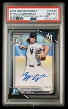 2024 Bowman Draft Bryce Cunningham 1st Black Refractor Auto 5/10 Yankees PSA 10