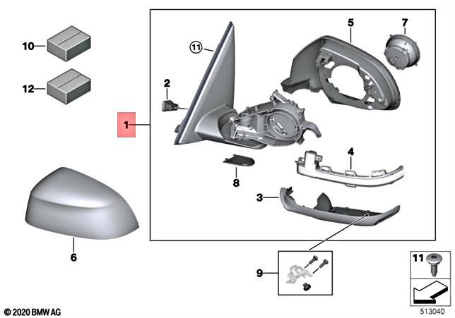 Genuine BMW X5 G05 G07 Heated Outside Mirror Memory Bus Right  