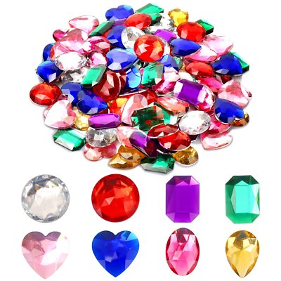 1'' Jewels for Crafting Assorted Colorful Flat Back Heart Shaped Jewel Gems Ac...