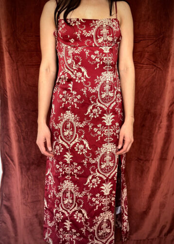 Urban Outfitters Satin Floral Print Dress Red Women's Small