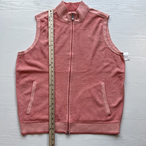 Tommy Bahama Coolside IslandZone Full Zip Vest Mens XLarge Pink Knit Golf New - Picture 9 of 16