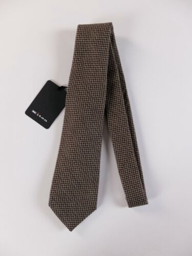 KITON hand made 7 fold brown wool silk blend tie authentic NWT Italy