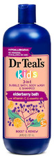 Dr Teal's Kids 3 in 1 Elderberry Bubble Bath, Body Wash Shampoo with Vitamin C