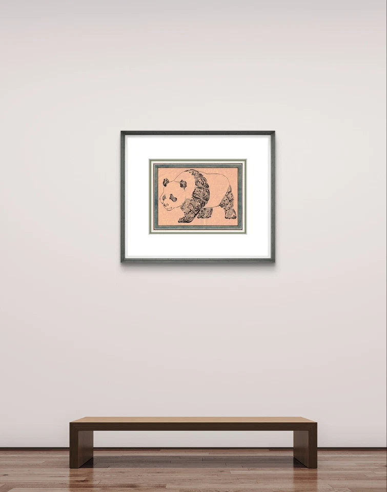 Pintura de bellas artes caligrafía inspirada en panda diseño único de pared e interior Foto 3 de 4