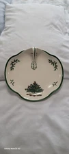 Spode Christmas Tree Handled Tray Made in England Candy/Serving/Tidbit dish