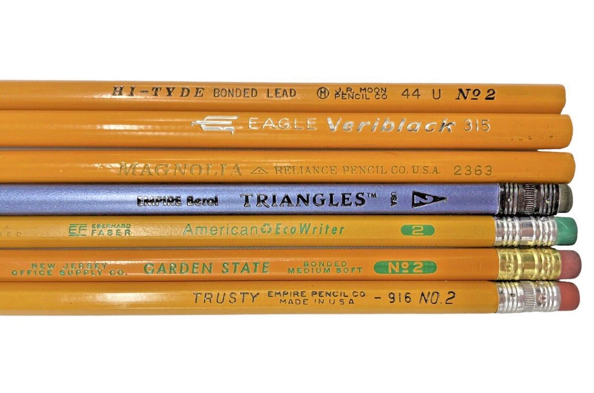 Vintage Wood Pencils Hi-Tyde Veriblack Trusty Magnolia Triangles