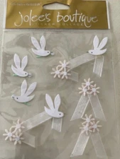 Jolee's Boutique Sticker 3D DOVES WEDDING DOVES WITH RIBBON
