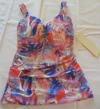 Profile Gottex Tutti Frutti D-Cup Shirred Underwire Tankini Top Tropical 32D NWT