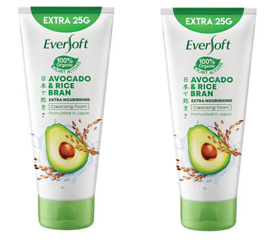 2 X Eversoft Face Wash 100% Organic Avocado & Rice Bran Oil FREE SHIPPING