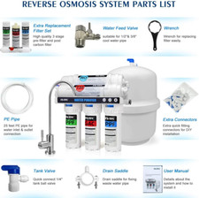 Reverse Osmosis Drinking Water Filtration System 5-Stage 4 Filters Home Dorm