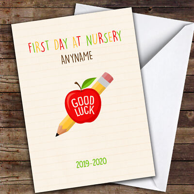 Apple Pencil Good First Day Of Nursery Personalisierte Glückskarte