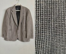 Haggar Blazer Men’s Size 44 Jacket Coat Black Cream Tweed Neutral Made in USA