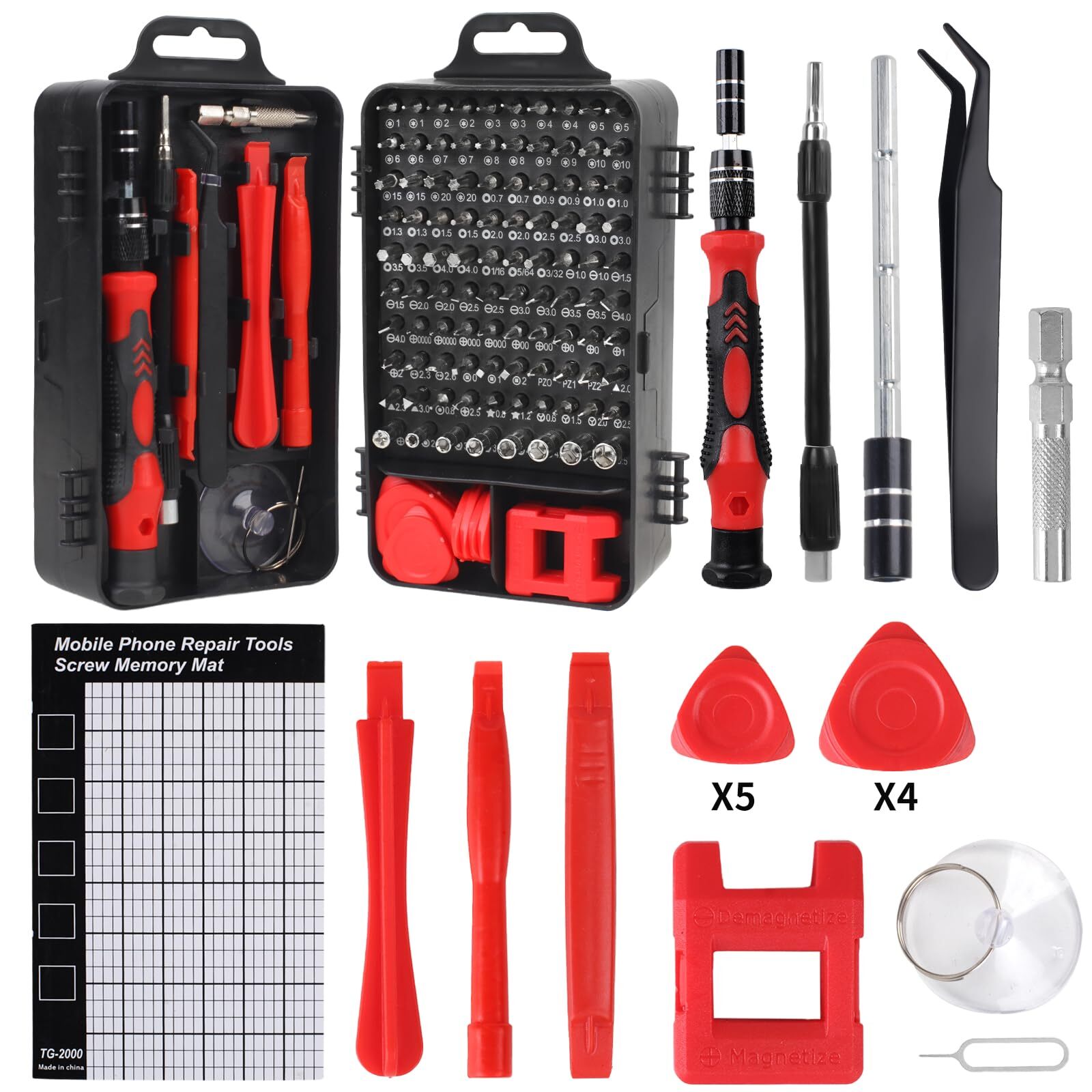 Compact 119-Piece Precision Screwdriver Set with Magnetic Glass Repair Tools  