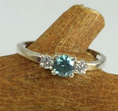 Zertifiziert Grün Diamant Solitaire 0.99 CT Rundschliff Damen Ring Geschenk Für - Bild 1 von 4