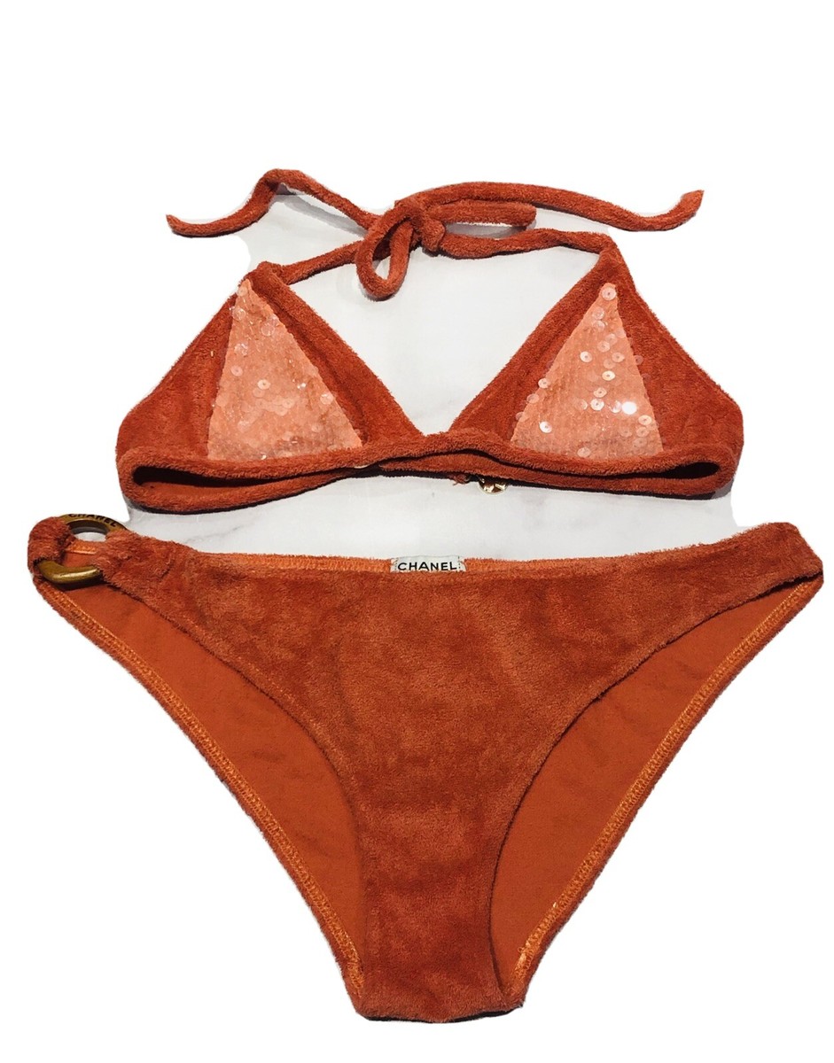 CHANEL 水着 CHANELPARIS Swimsuit top - Stretch jersey, black, white & gold — Fashion