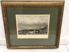 Entrance to Shields Harbour UK Antique Print W Finden G Balmer Colored Engraving