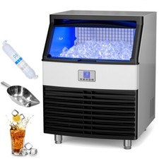 Commercial Ice Maker Machine with Large Storage Bin 126 ice Cubes Auto Cleaning