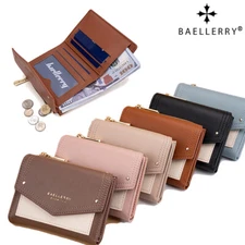 Women Lady Mini Trifold Wallet Purse Small Leather Cash Credit Card Holder Gift