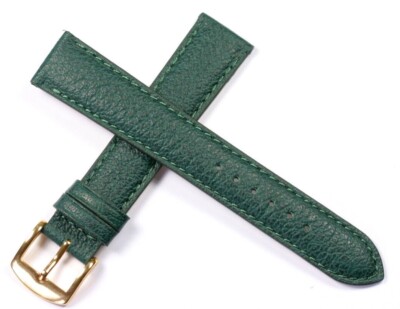 GREEN LEATHER BUFFALO WATCH STRAP 18MM HAND MADE IN FRANCE HIGH QUALITY