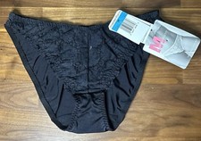Vtg Maidenform Hi-Leg Second Skin Nylon Panties M Lace One Fabulous Fit Black