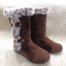 Fashion Suede Winter Warm Plus Fleece Cotton  Wedge Heel Women's Size 8 Boots