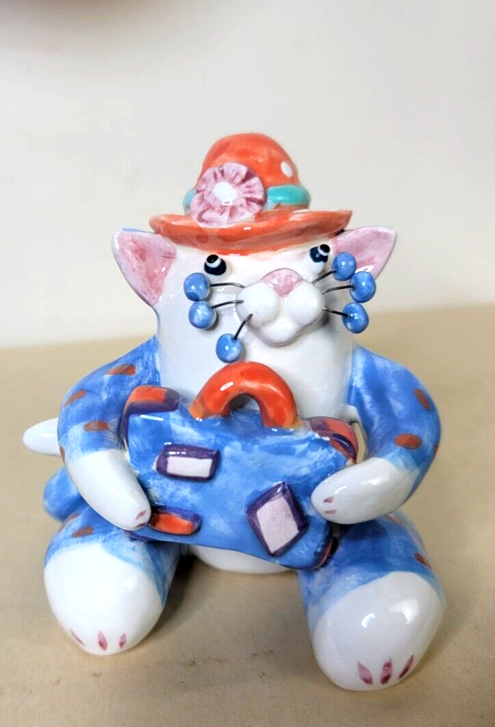Whimsiclay Cat Rare Vacation Vickie Figurine 2002 Amy Lacombe