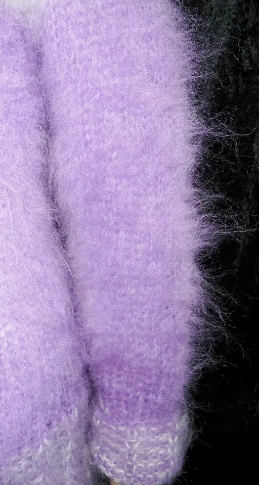 PULLOVER LANGHAAR MOHAIR ROLLKRAGEN HANDGESTRICKT Gr. 42 JUMPER XL HAND KNITTED  - Bild 2 von 4