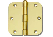 House Guard Polished Brass 3.5"X 3.5" w 5/8" Radius Round Door Hinge interior