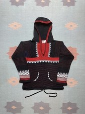 Vintage 70s acrylic knit sweater hoodie open neck women  s medium baby tee