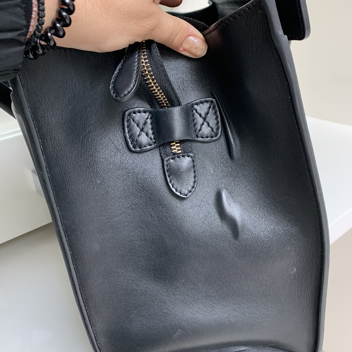 Authentic CELINE Micro Luggage Leather Tote Bag Black Smooth Authentic CELINE Micro Luggage Leather Tote Bag Black Smooth