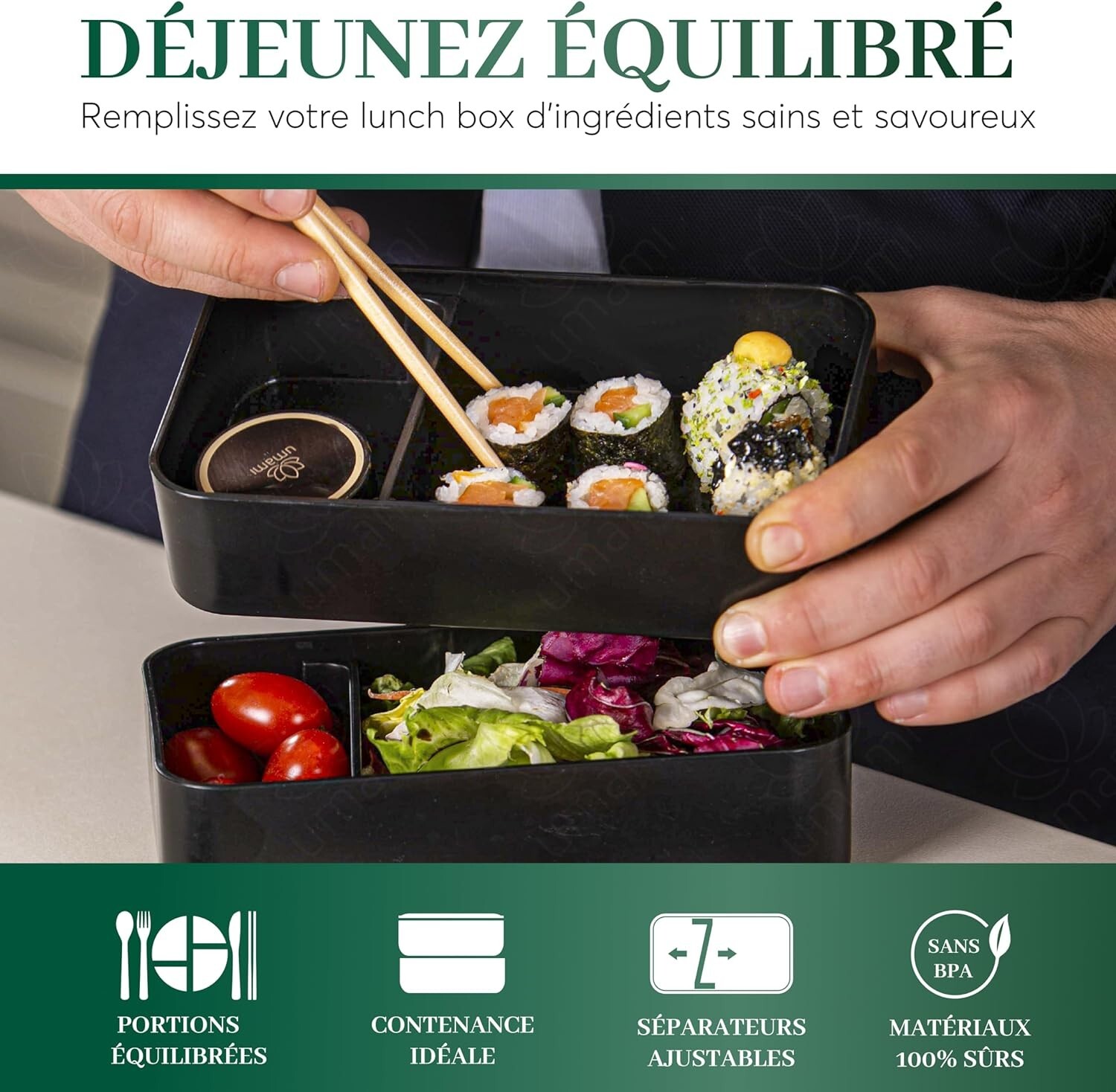 Boîte Bento Compartimentée et Micro-Ondable avec Couverts pour Repas Sans Fuite - 2