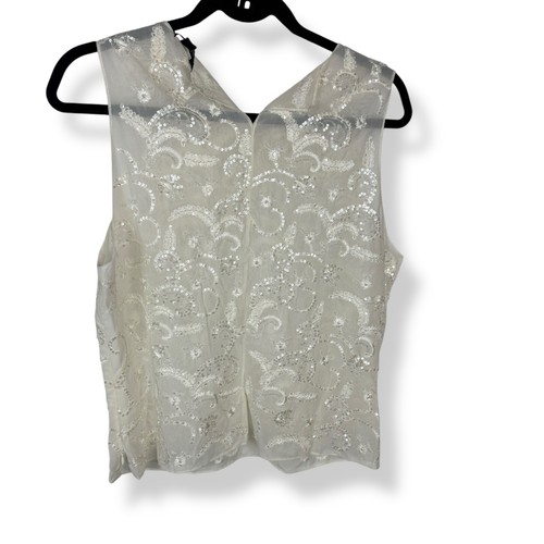 Tahari Cream Tank Top Womens Size 14 Sequin Angelcore Mermaidcore Ethereal Fairy - Picture 2 of 14