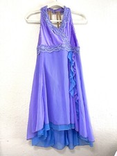 Custom Made Skating Dress Costume Purple Blue, Leotard, Rhinestones