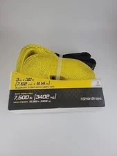 30’ ft. 3” 22,500 lbs. Recovery Tow Rope Strap Loop Ends Smartstraps Sling