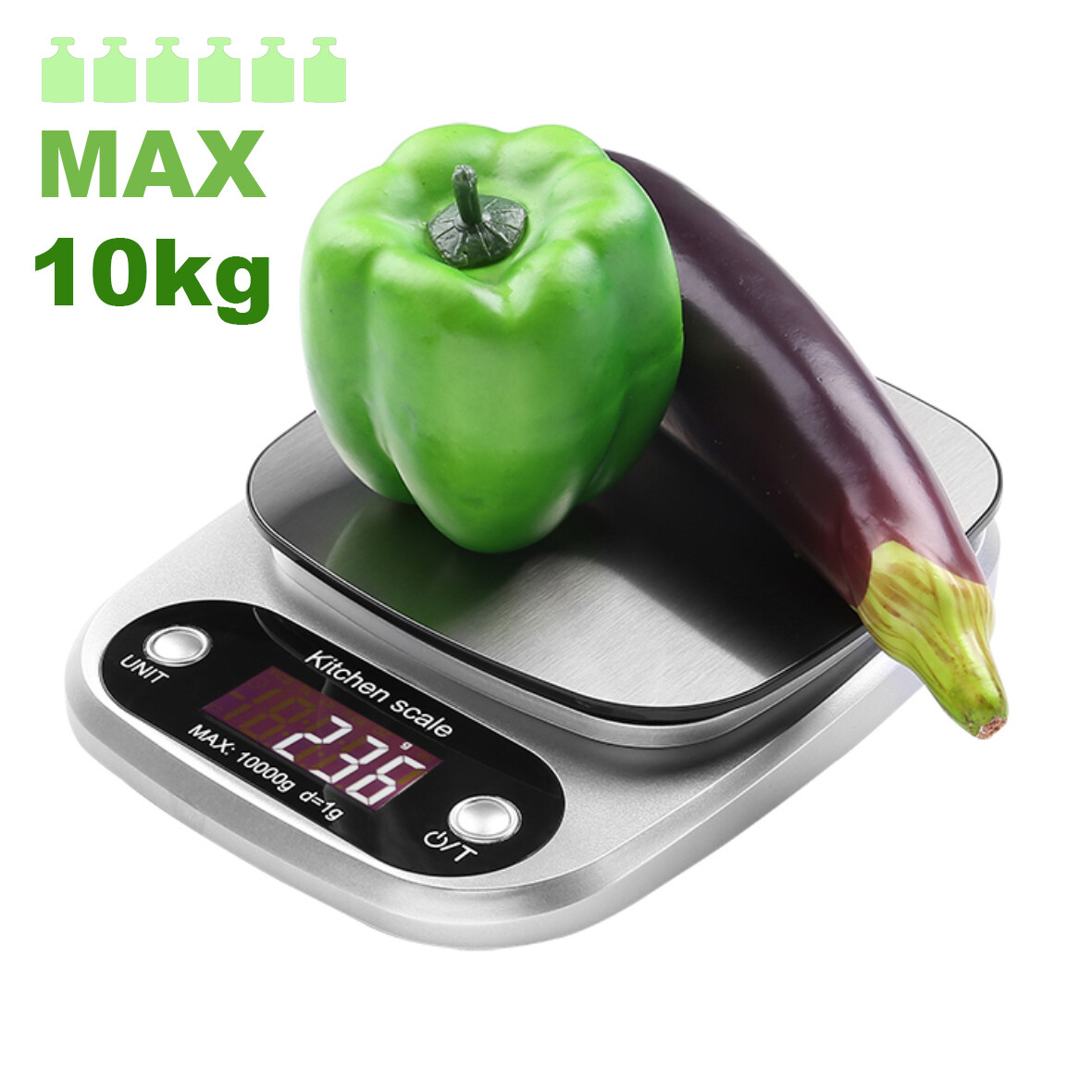 Newaner Digitalwaage 10kg/1g - Edelstahl Küchenwaage Mit 6 Maßeinheiten