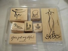 Stampin' Up! Haute Couture Wood Block Mounted Rubber Stamp Set Retired Fashion