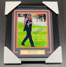 MIKE DITKA FINGER CHICAGO BEARS AUTOGRAPHED SIGNED 8x10 FRAMED PHOTO BAS Bckett