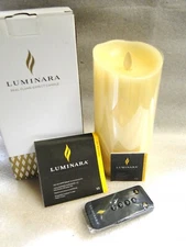 Luminara Flameless Wax 8" Pillar Candle Moving Flame Battery Remote Ivory