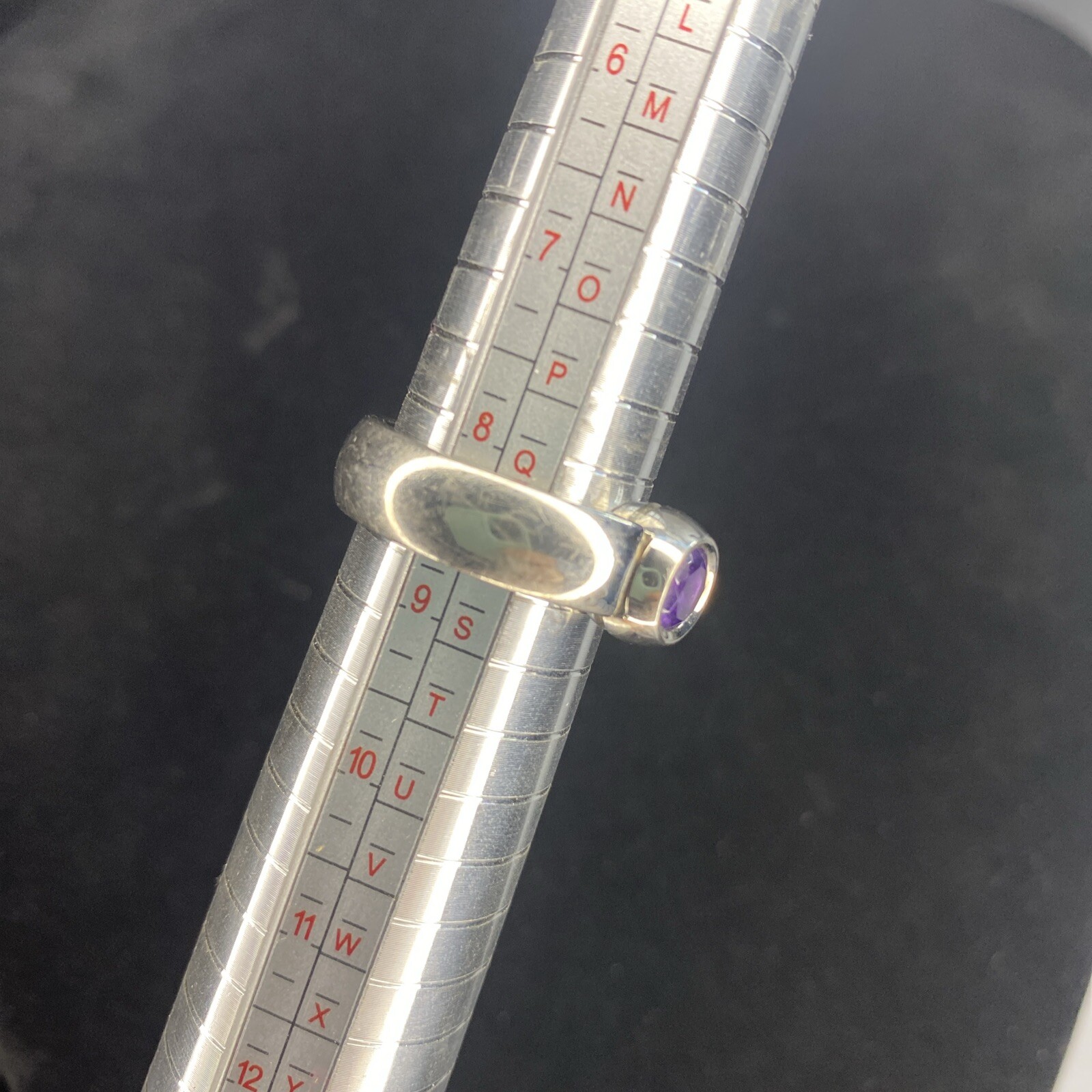 Amethyst and Titanium Ring Solitaire February Gem… - image 9