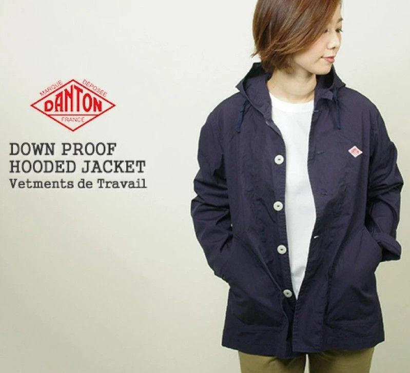 Danton JacketWomen Size 36 Cotton Blue Down Proof Hooded Jacket Navy From  Japan