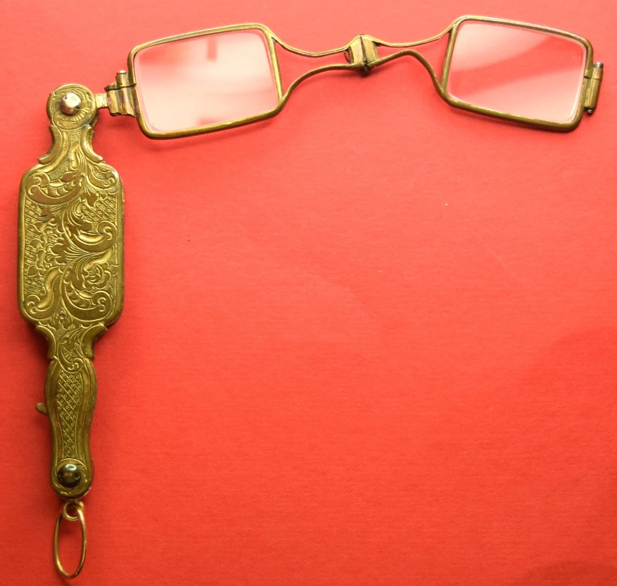 antique ANTICHI OCCHIALI LORGNETTE EPOCA FINE 800 IN BRONZO CHIUSURA A MOLLA