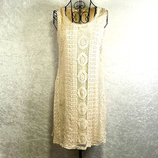 SOLITAIRE ANTHROPOLOGIE Crocheted Lace Dress Size S Ivory Clean Girl Boho