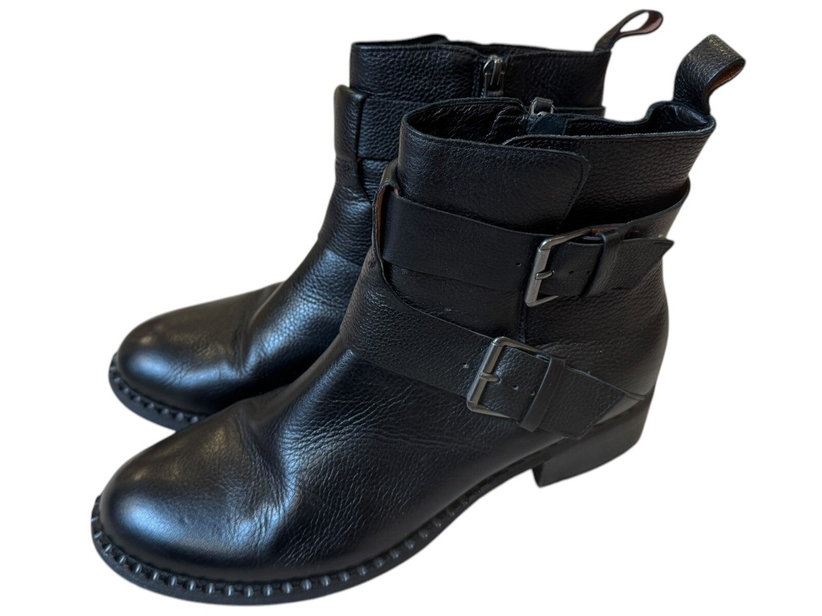 GENTLE SOULS Kenneth Cole Black Leather Buckle Benton Moto  display picture 1