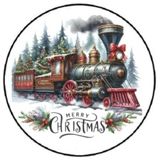 MERRY CHRISTMAS TRAIN ENVELOPE SEALS LABELS STICKERS PARTY FAVORS