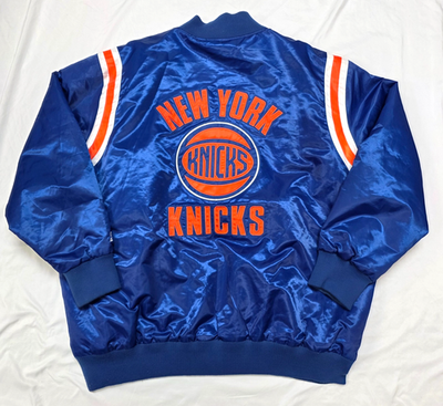 NEW YORK KNICKS Basketball Snap SATIN Patch STARTER Jacket Men 5XL