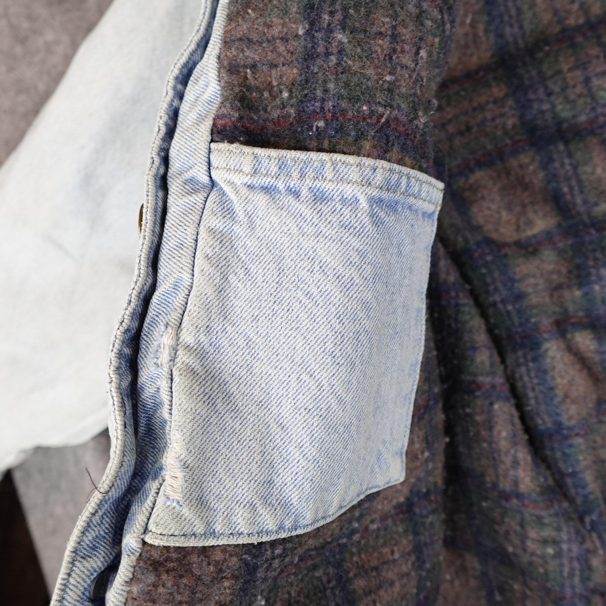 Vintage Carhartt Jacket Mens Large Denim Jean Blanket Lined Chore