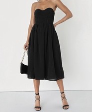 Sweetie Black Strapless Bustier Midi Dress Lulus Size. Medium - NWT