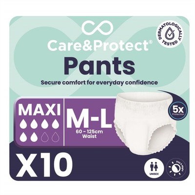 10 x Care & Protect Hosen Maxi Medium/Large| Erwachsene Unisex Klimmzüge | 1 10er Pack